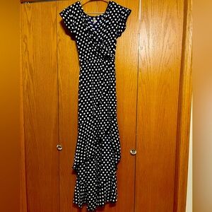 Blue dress with white polkadots